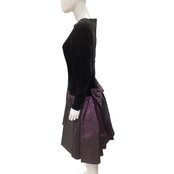 Vintage Laura Ashley Dress Women’s SZ 10 Velvet And Taffeta Big Bow On The Back - Picture 2 of 5
